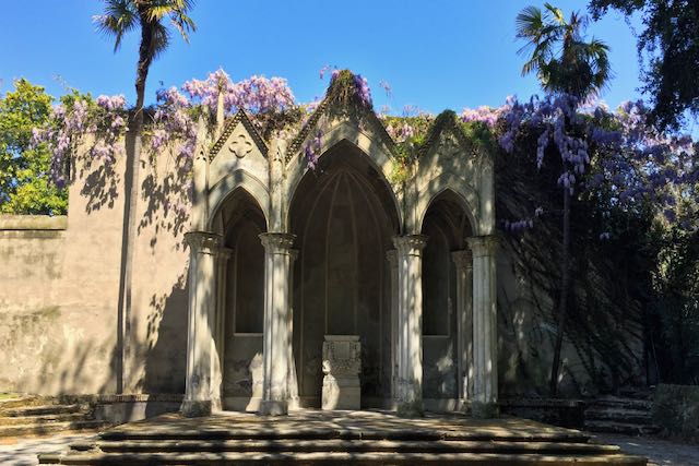 villa celimontana with wisteria in rome in spring