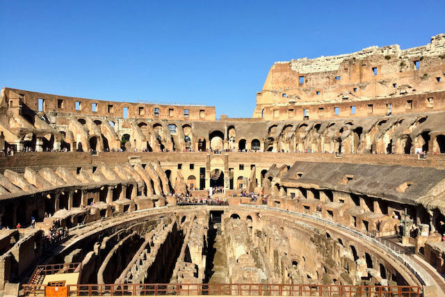 inside of the colosseum in rome