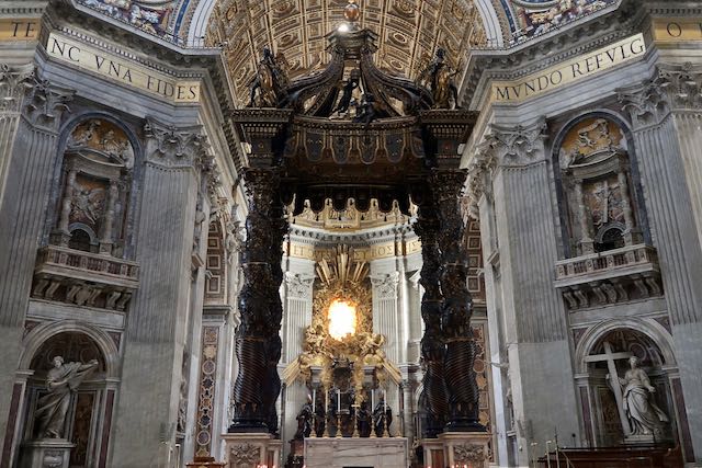 bernini's baldachino (canopy) inside saint peter's basilica